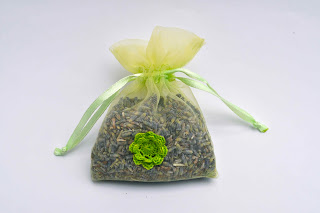 Organza and crochet flower lavender bag