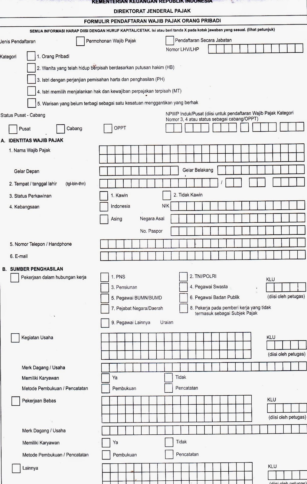 Contoh Formulir Bangko Pembuatan Npwp Yang Wajib Diketahui Hot Sex