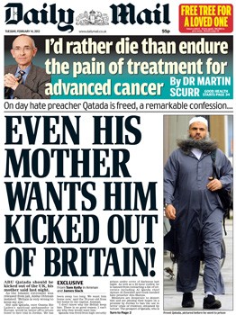 Insidious poisonous, toxic racist Daily Mail crosses the line 14 Feb 2012