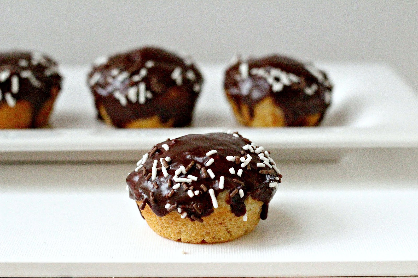 Milk and Honey Chocolate Glazed Baked Doughnut Muffins