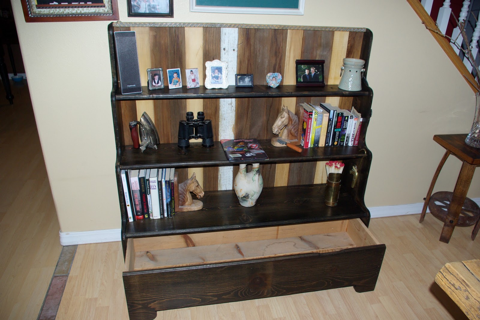 Reclaimed Rustics 3 Tiered Shelf with Drawer