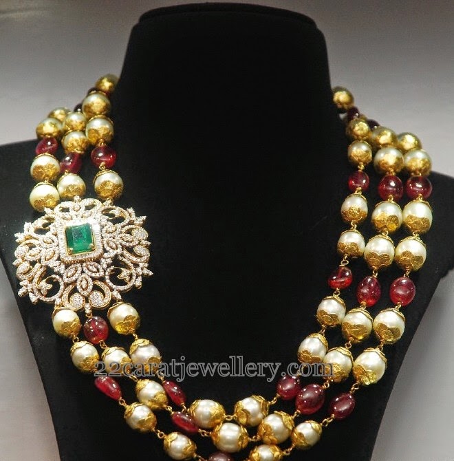 Multi Beads Chain with Diamond Motif Jewellery Designs