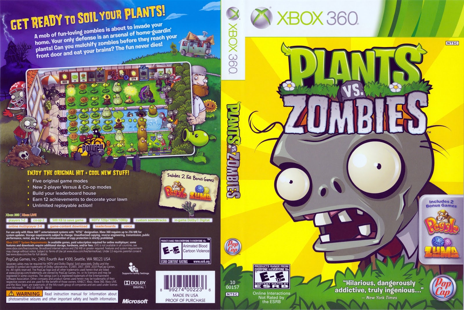 Ultra Capas Plants vs. Zombies Xbox 360