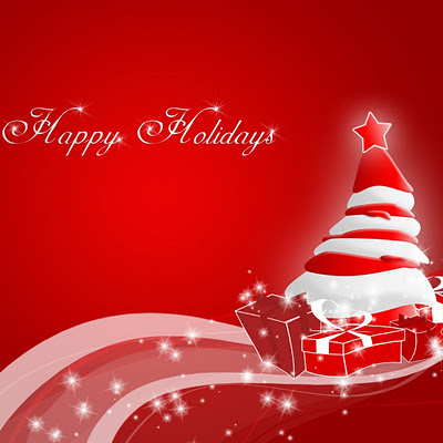 Happy Holidays red e-card download free wallpapers for Apple iPad