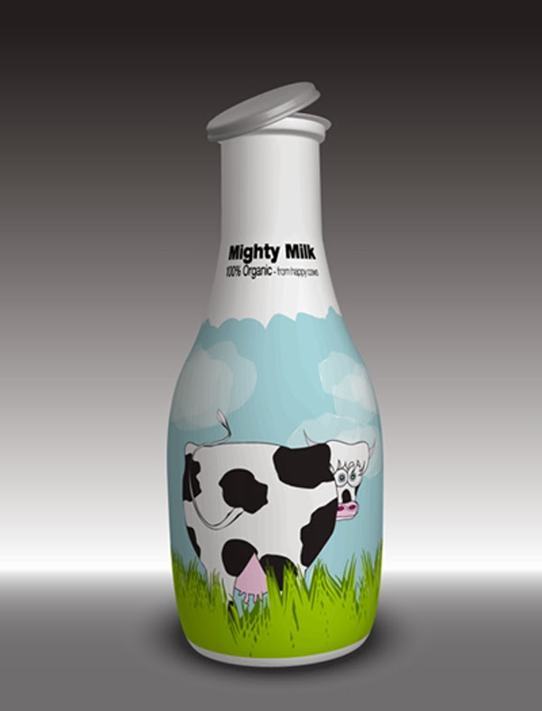 Milk Bottle with a Funny Cow Label Milk Bottle with a Funny Cow Label