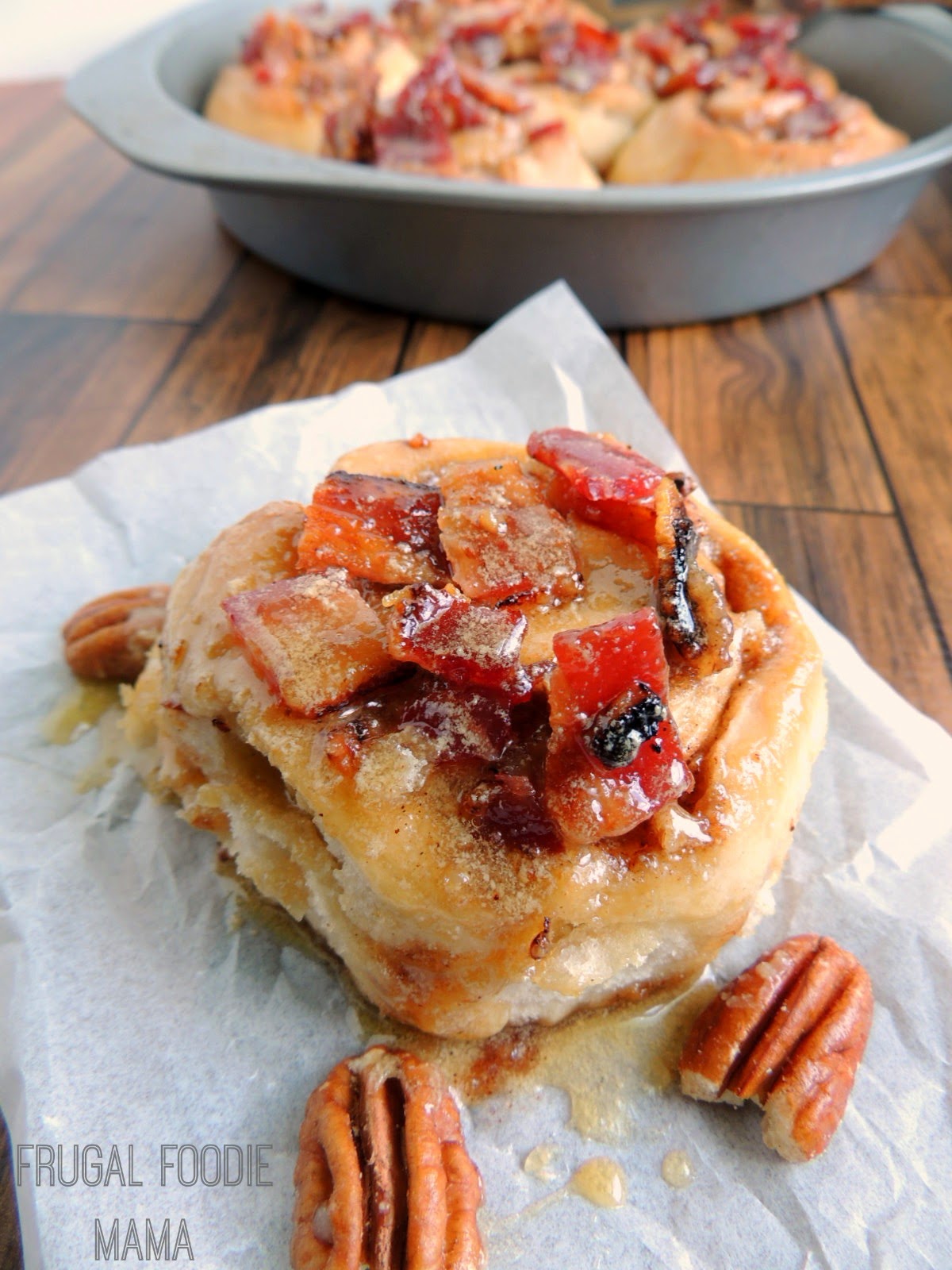 Frugal Foodie Mama Brown Sugar Glazed Bacon Butter Pecan Sweet Rolls