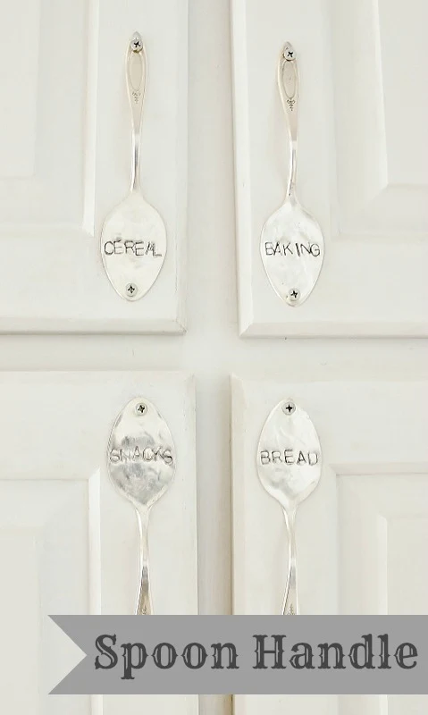 Stamped spoon handles for cabinets by Thistlewood Farms featured on I Love That Junk
