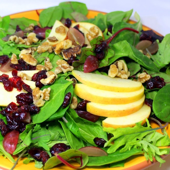 52 Ways to Cook Mixed Greens with Apple, Grapes Craisins, Walnuts and