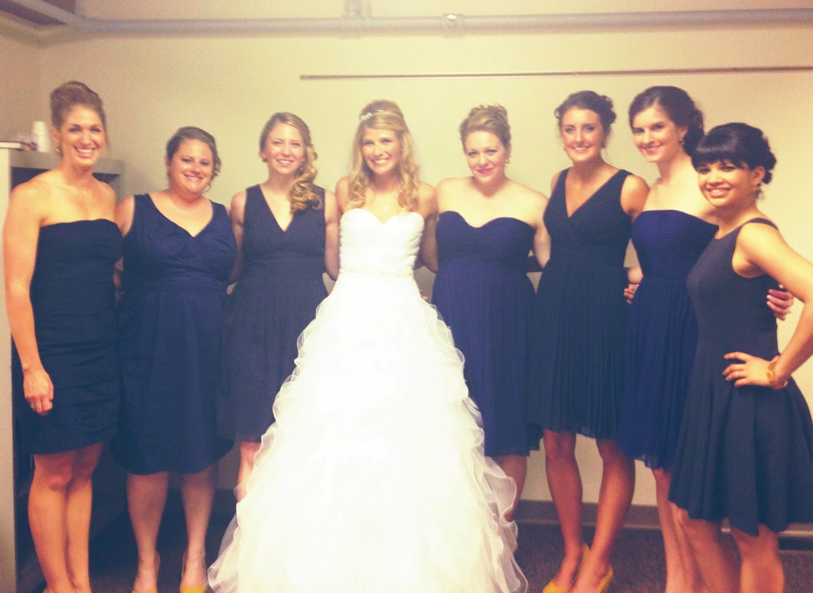 navy blue dress yellow shoes