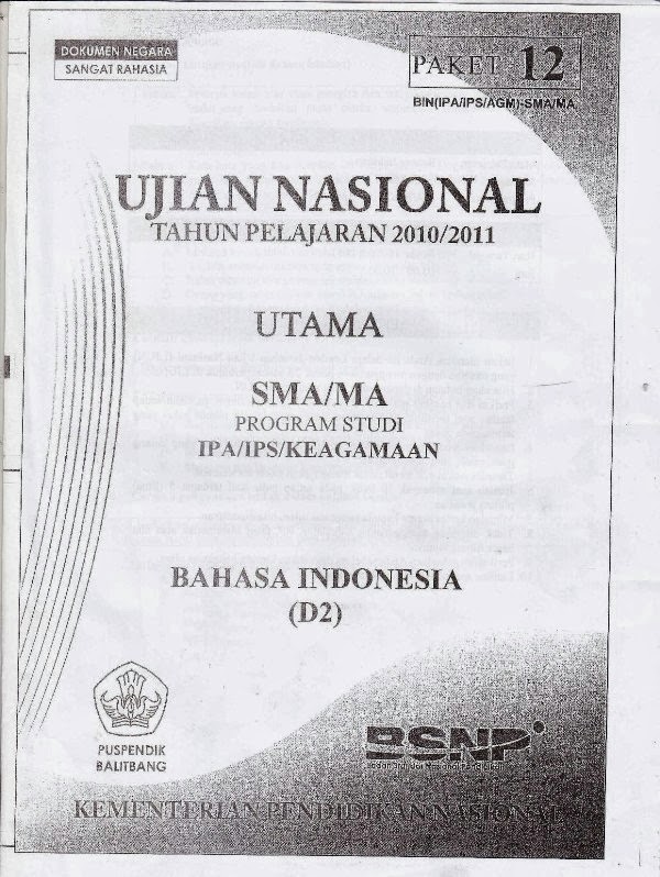 (2011) soal un bahasa indonesia dan kunci jawaban sma 2012