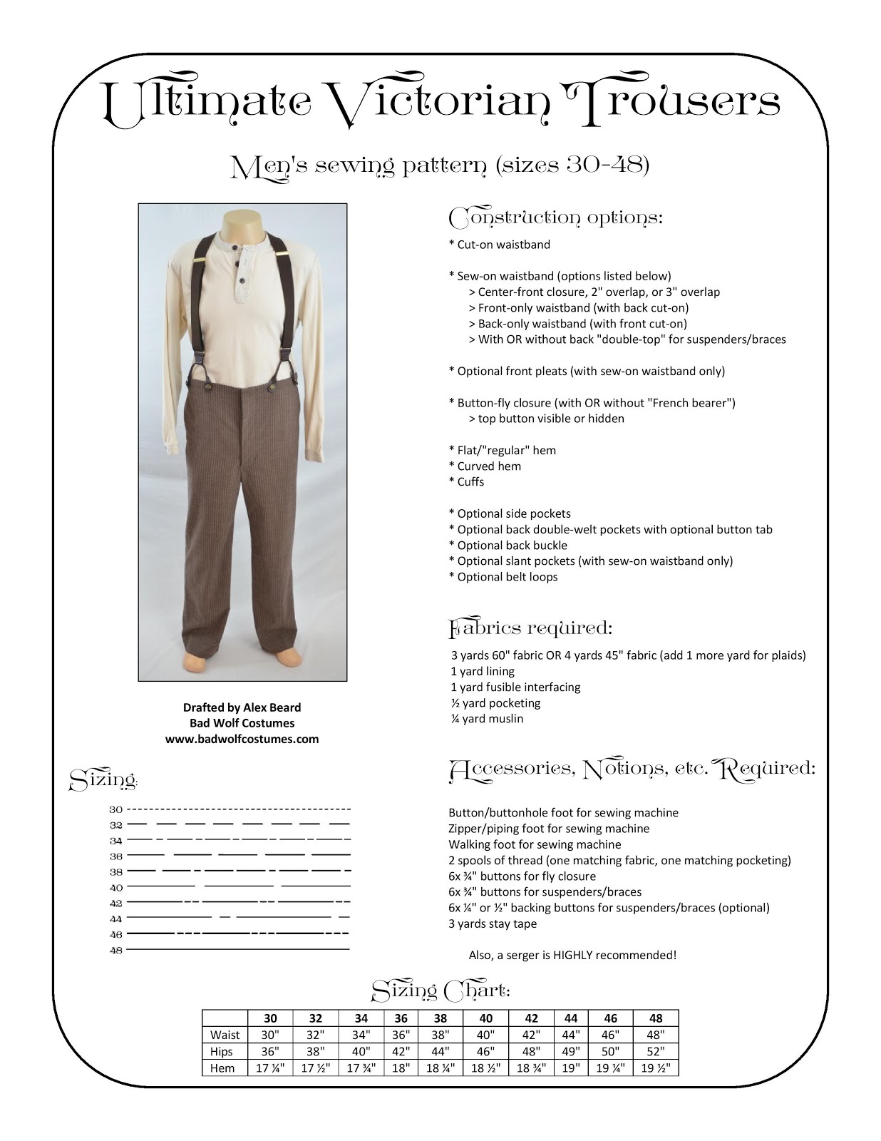 Ultimate Victorian Trousers Sewing Pattern