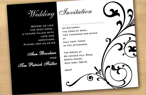 black and white wedding card