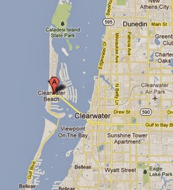Kartenausschnitt mit Traveler Motel in Clearwater Beach