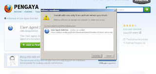Mengubah user agent Firefox menggunakan User Agent Switcher