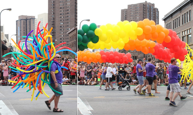 Rainbow balloons at Pride Parade in Minneapolis