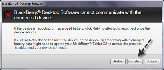 Desktop Software can't communicate with the connected device Desktop Software can't communicate with the connected device