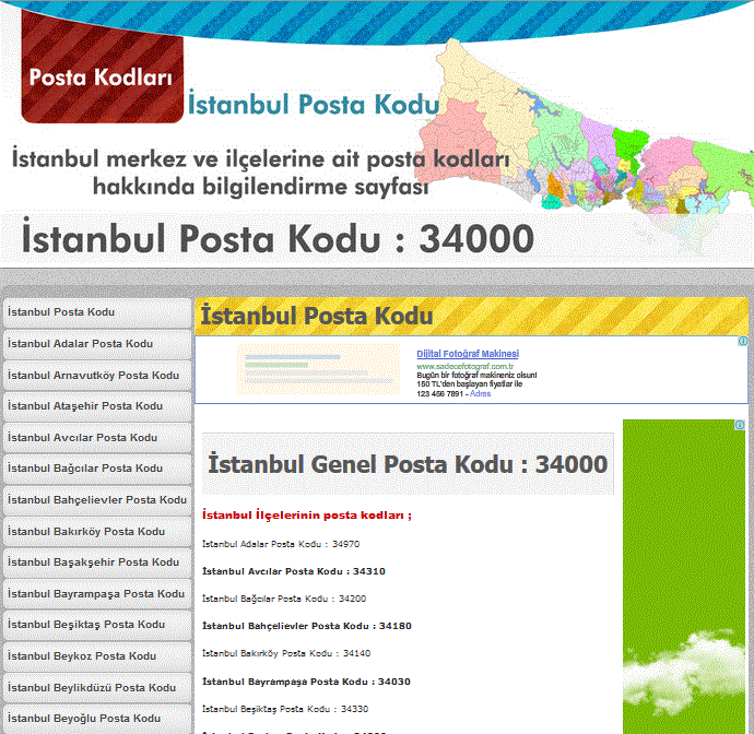 istanbul posta kodlari site dizini
