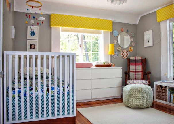 Dormitorios para bebés en gris y amarillo - Colores en Casa