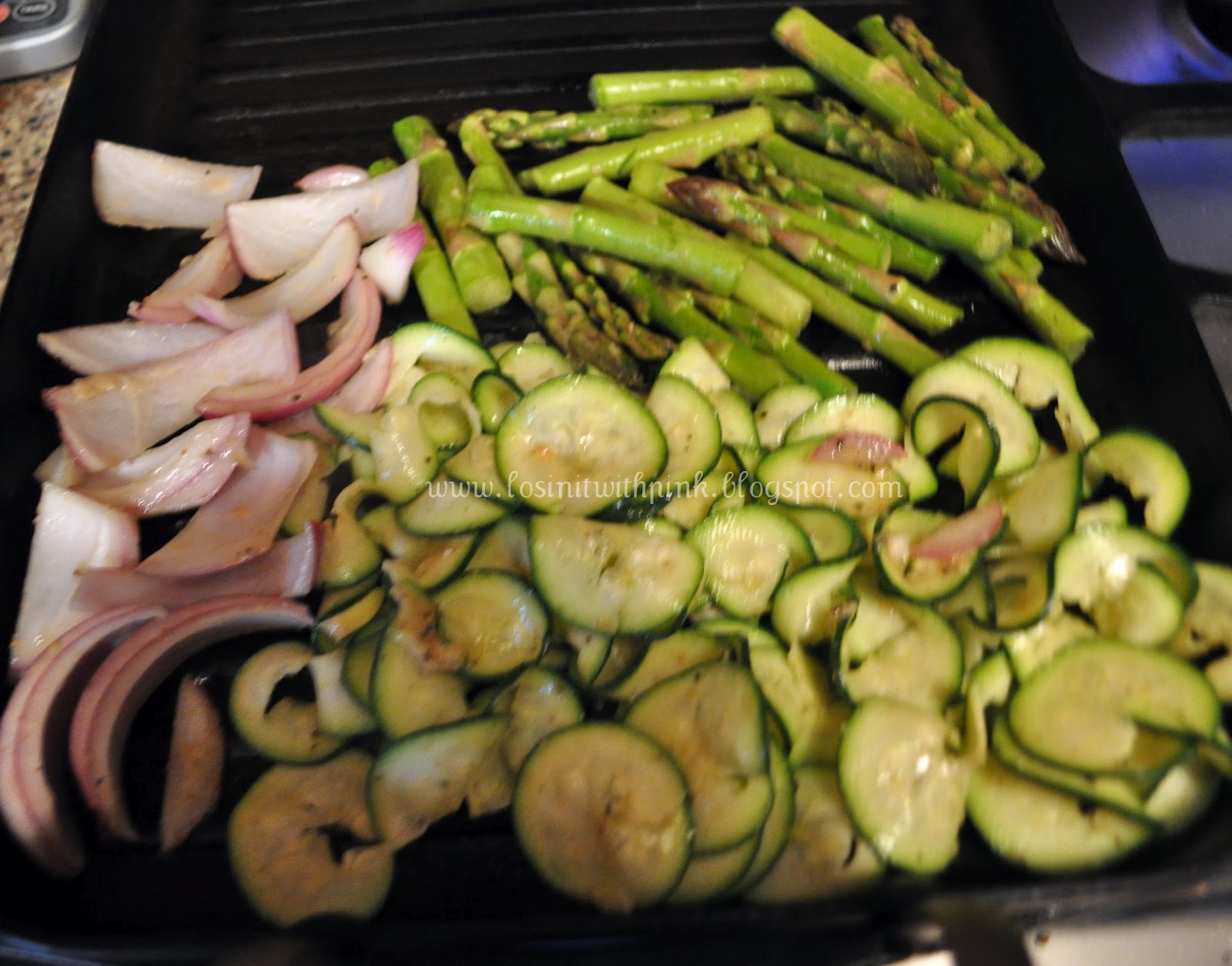 Losin' it with PINK Zucchini Asparagus Salad