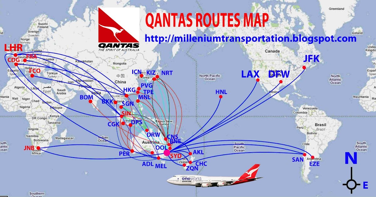 Airlines Qantas Routes Map