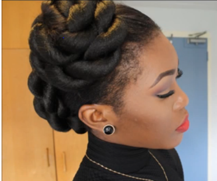 Updo With Expressions Braid Hair | deepbrown kinks simple protective styles for medium Updo With Expressions Braid Hair | deepbrown kinks simple protective styles for medium