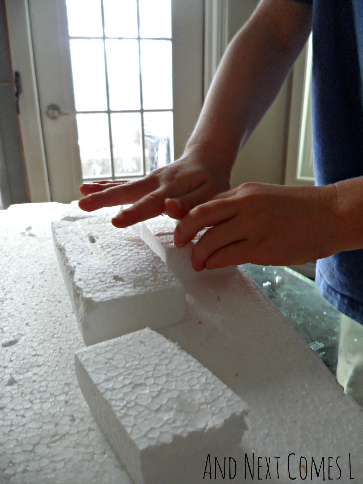 Building With Styrofoam and Colored Craft Sticks And Next Comes L