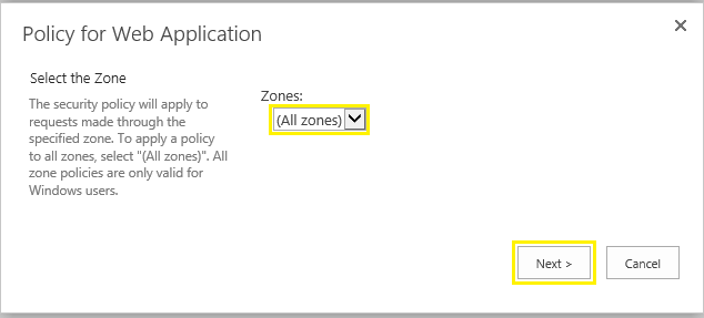 web application policy sharepoint