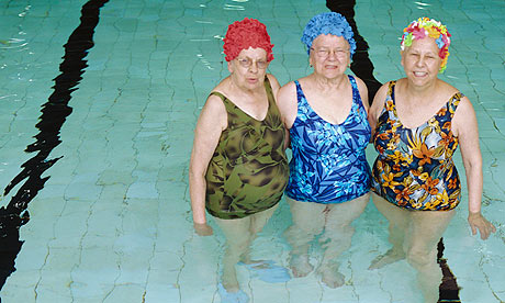 old lady swim cap