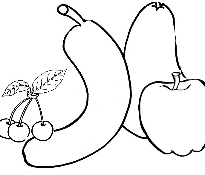 Coloring Pages Of Apples, Bananas, Cherries and Guavas | Team colors