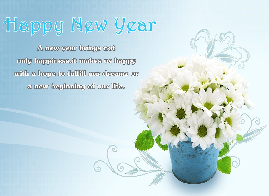 Happy New Year Flowers Image for Greeting Cards Happy New Year Flowers Image