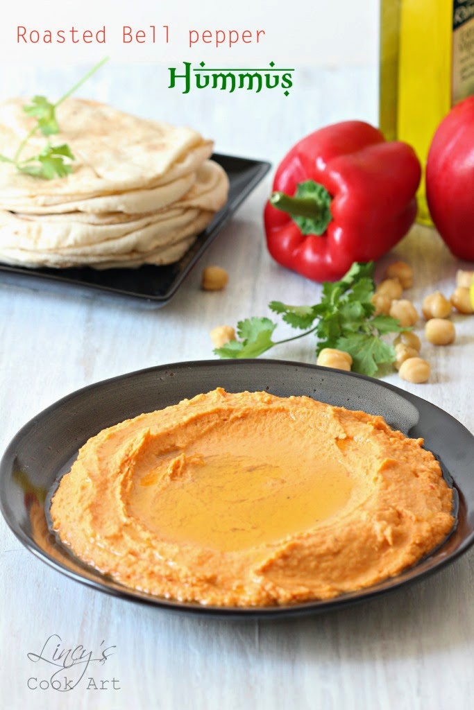 Roasted Bell Pepper Hummus Lincy's Cook Art