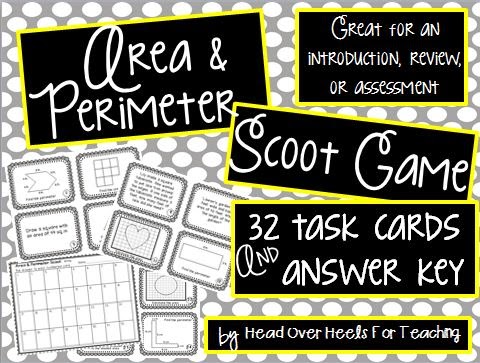 http://www.teacherspayteachers.com/Product/Area-Perimeter-Scoot-Game-Task-Cards-1184733