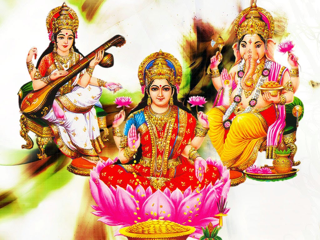 Lord Ganesha, Maa Lakshmi Devi, Maa Saraswati Devi Wallpapers