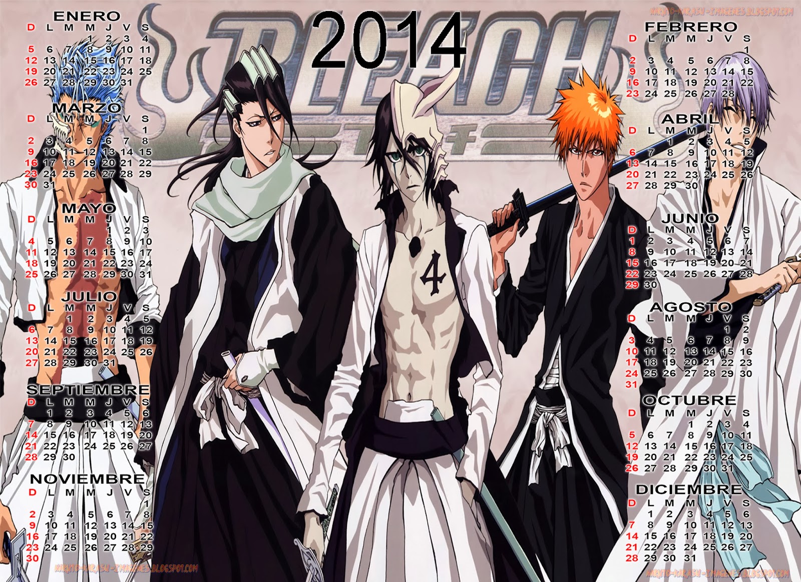 Animé imágenes by Akatsuki Karasu Bleach Calendarios 2014 (4 calendarios)
