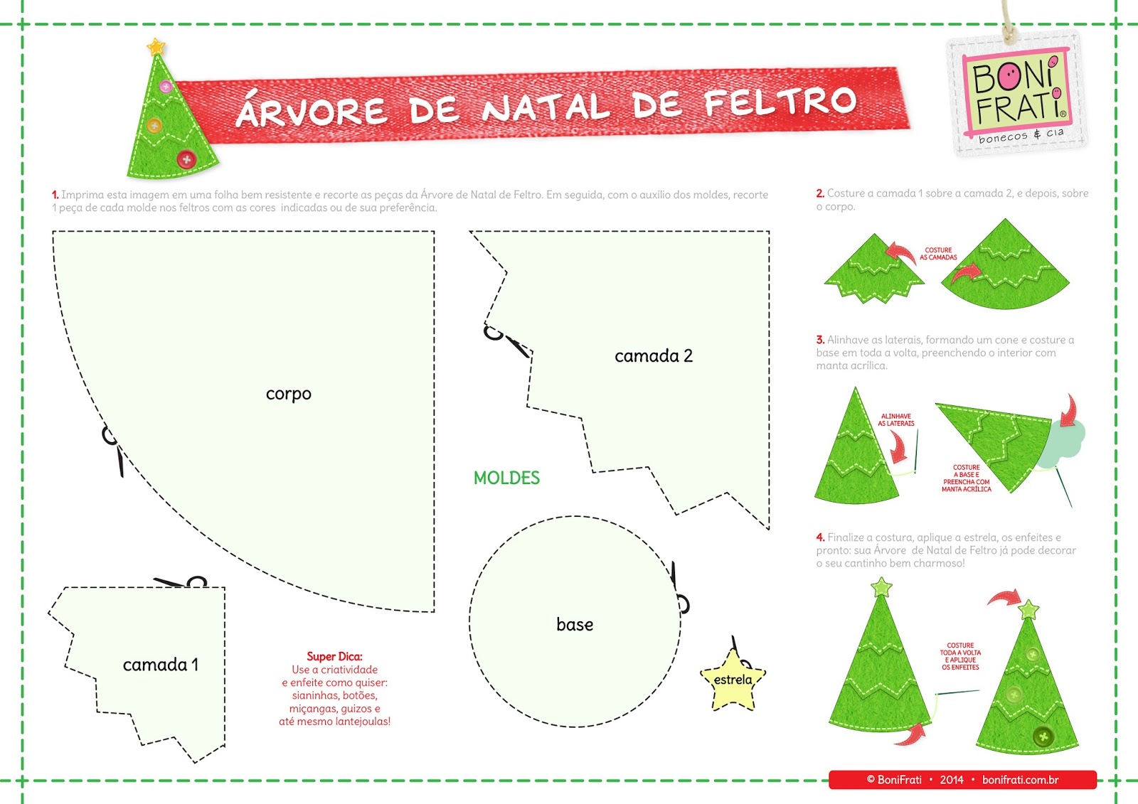 Download - Molde Árvore de Natal de Feltro