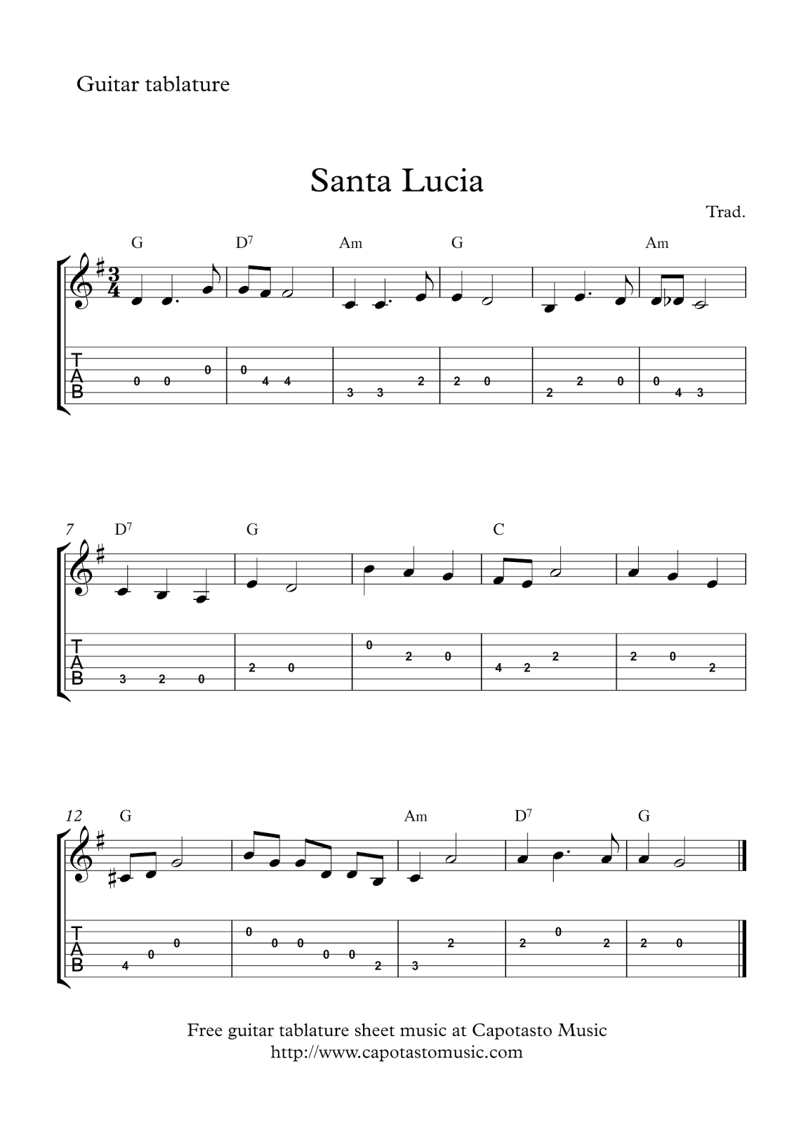 Santa lucia music free