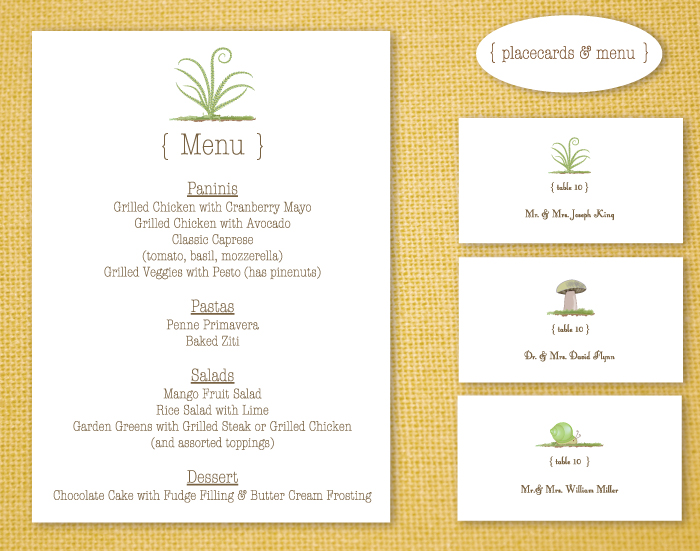 sample menu cards