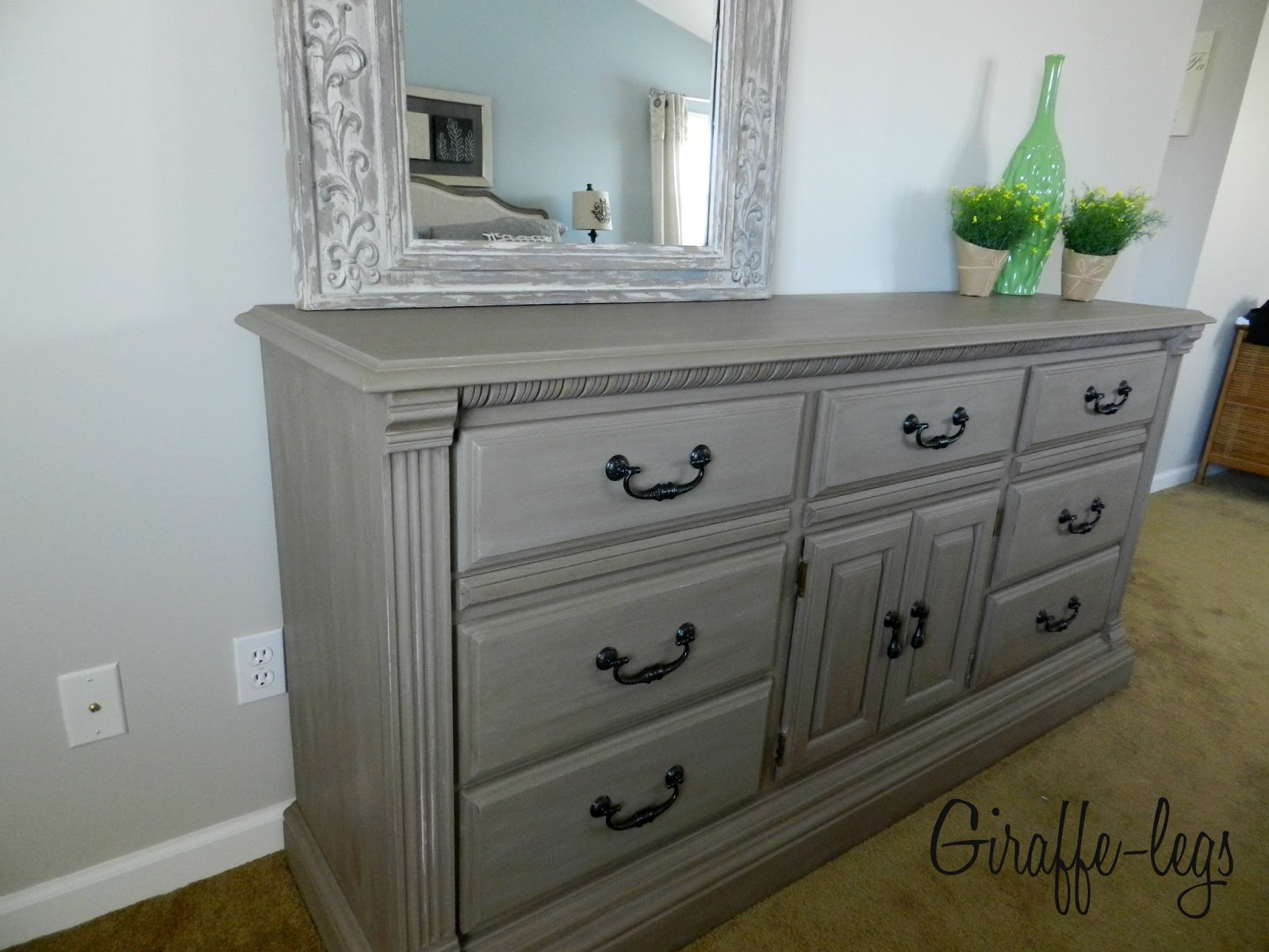 Giraffe Legs Painted Dresser Restoration Hardware style Tutorial