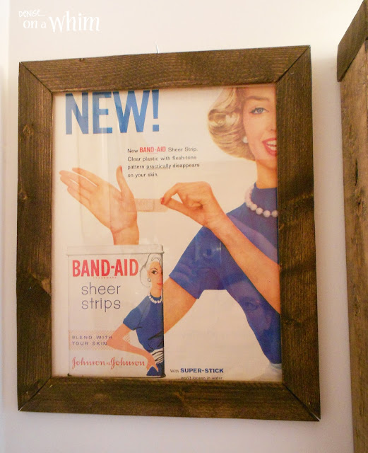 Framed Vintage Band-Aid Magazine Ad | Vintage Farmhouse Bathroom Makeover | Denise on a Whim