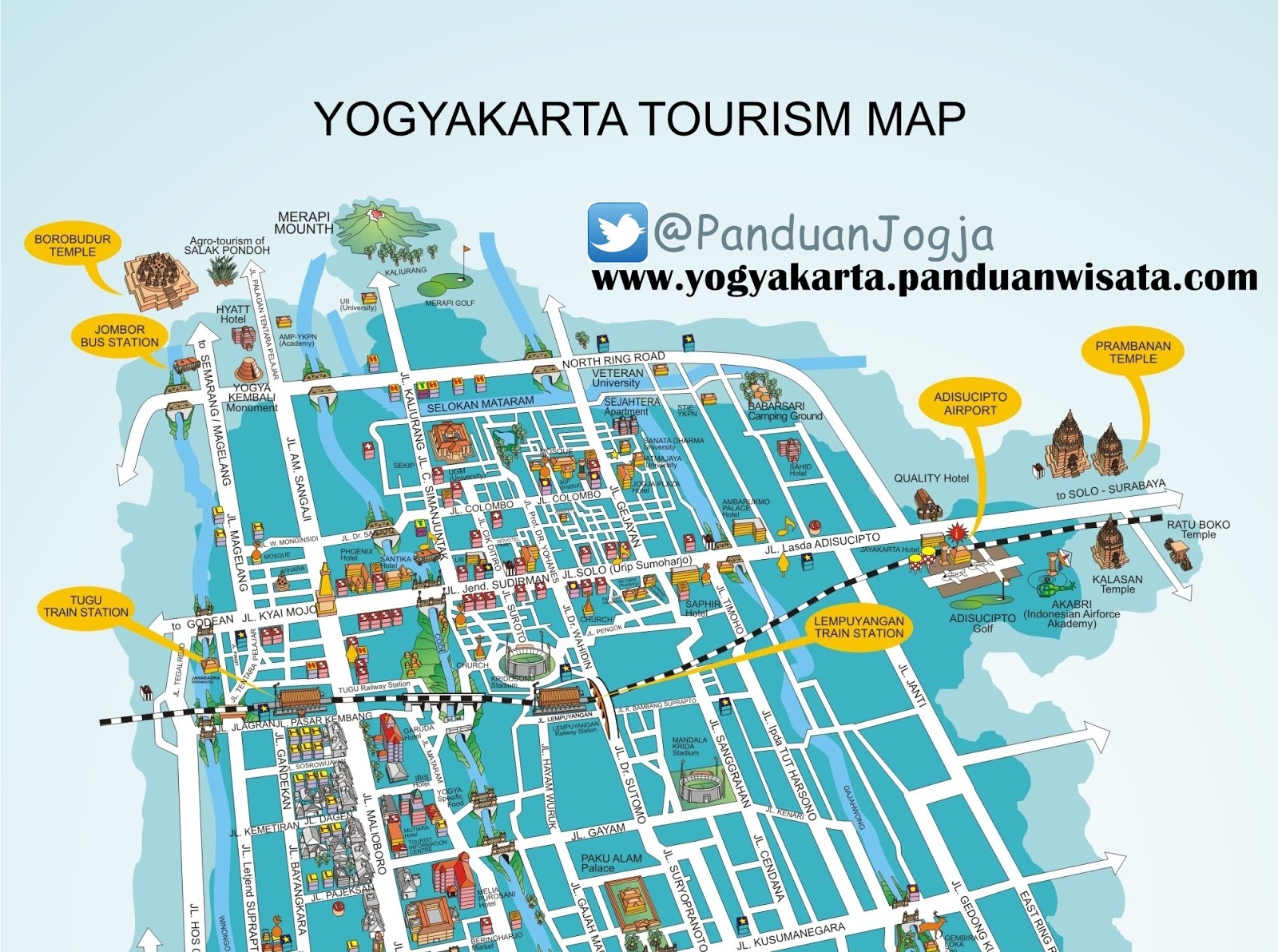 > Peta Lengkap Indonesia: Yogyakarta Tourism Map
