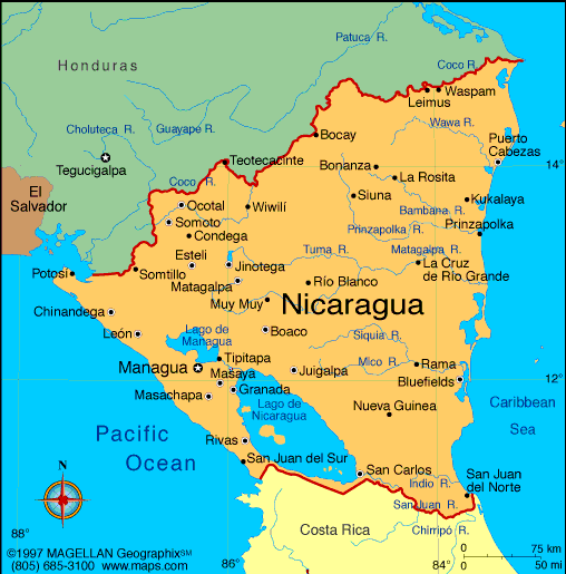 Map of Nicaragua