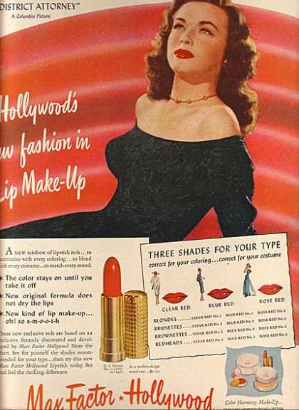 1940s Max Factor ad Just Peachy, Darling 1940s Max Factor ad Just Peachy, Darling