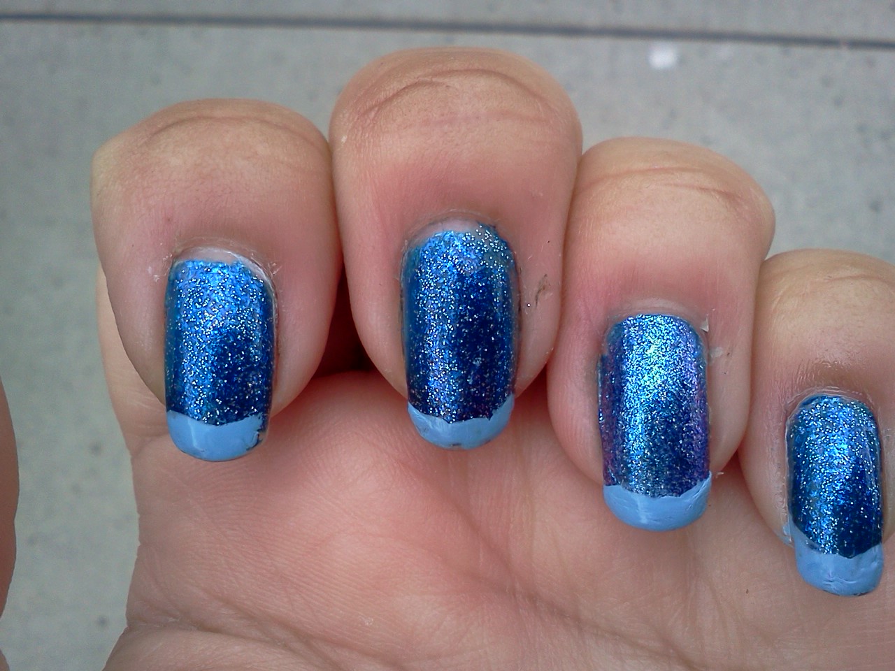 blue french manicure