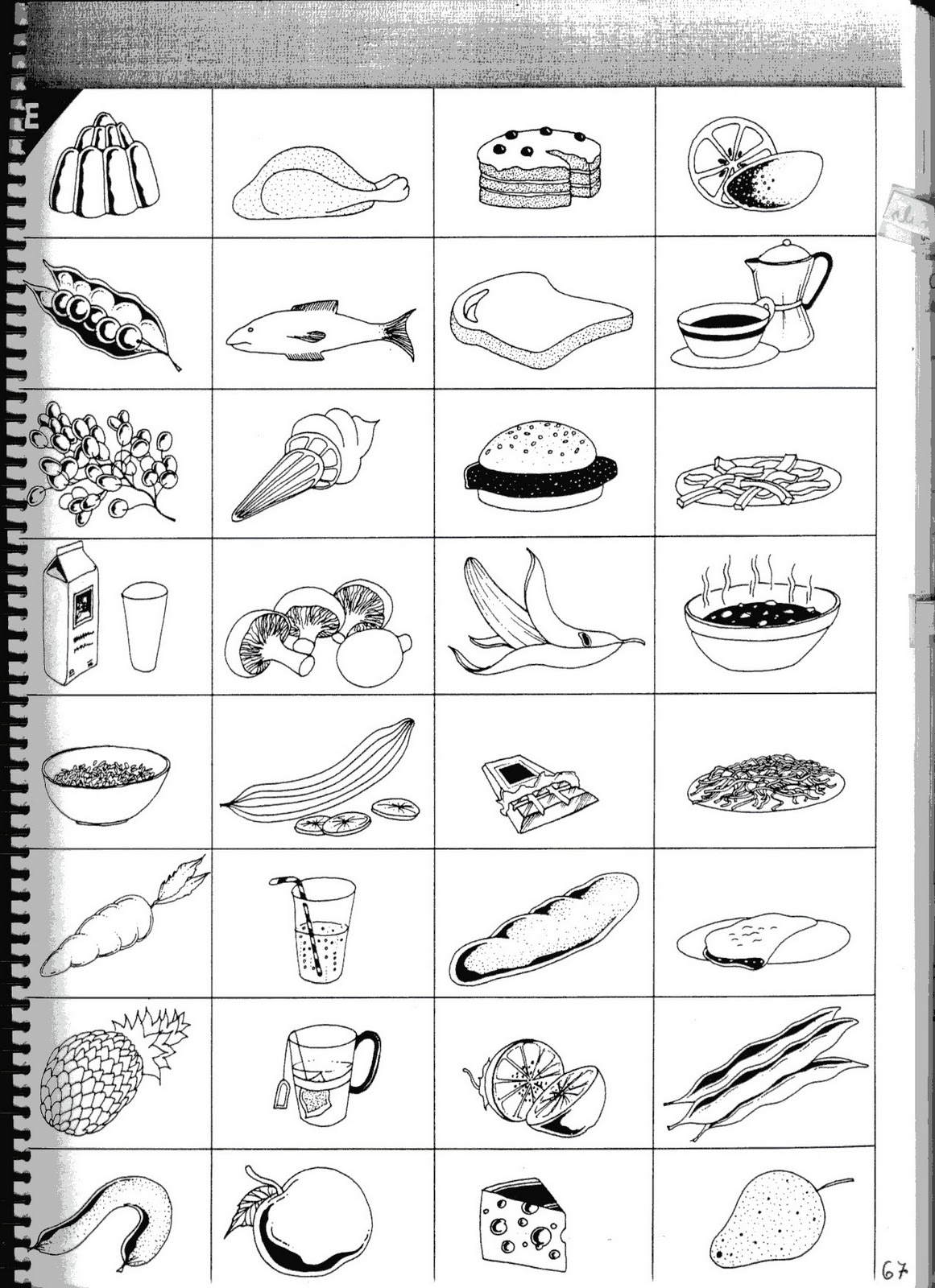 Comidas para colorear en inglés Imagui