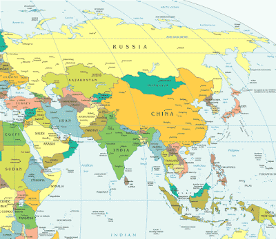 Benua, Benua Asia, Peta Dunia Asia, Bentuk Muka Bumi Asia, Asia