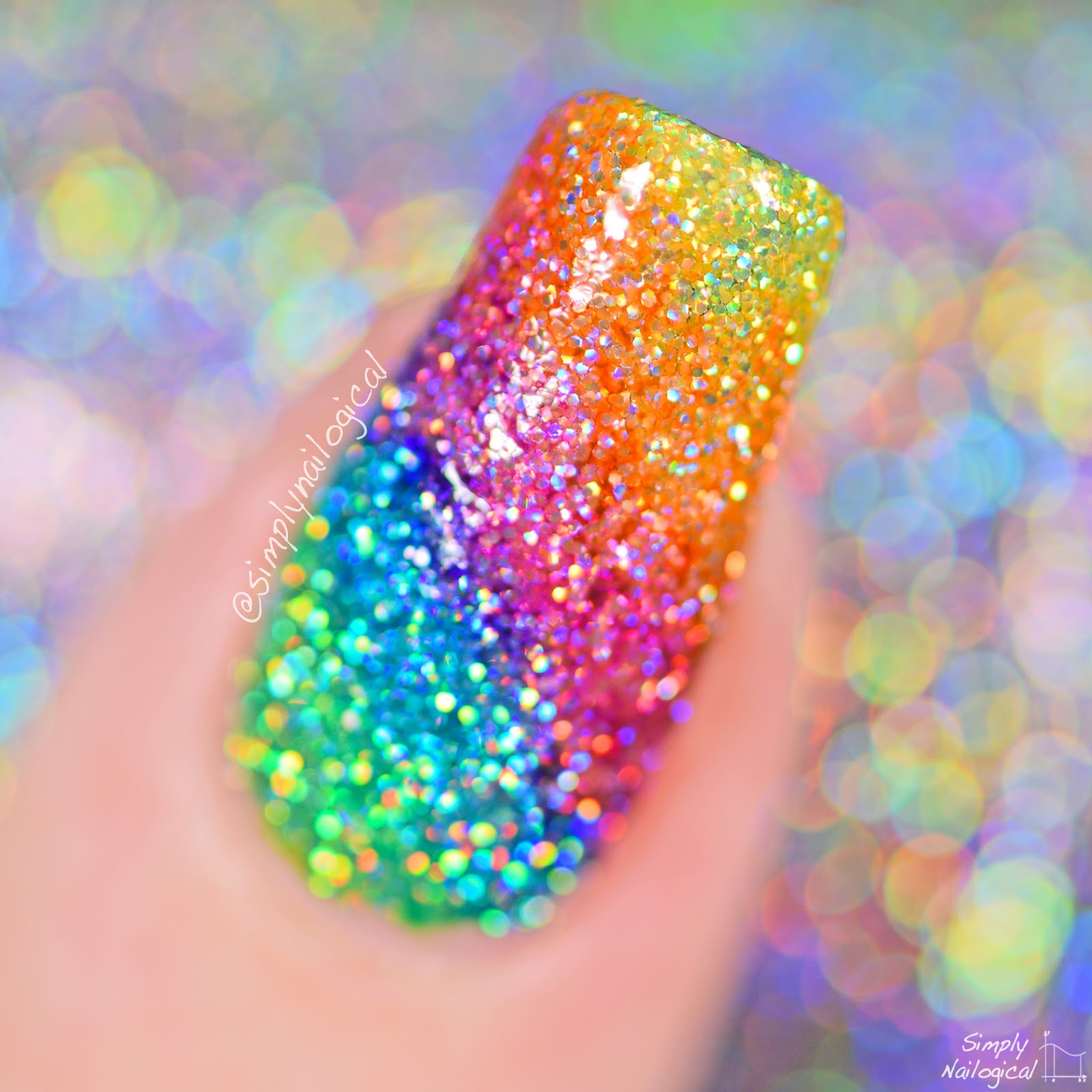 Simply Nailogical Sparkly highlighter rainbow nail art
