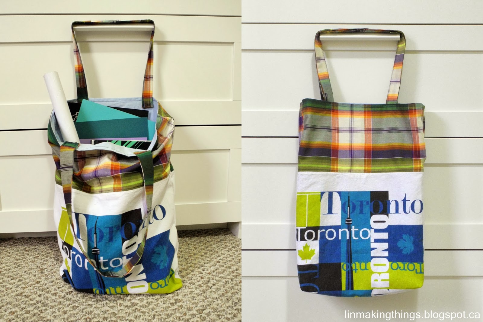 Lin Making Things Tea towel jumbo tote bag 100 repurposed materials!