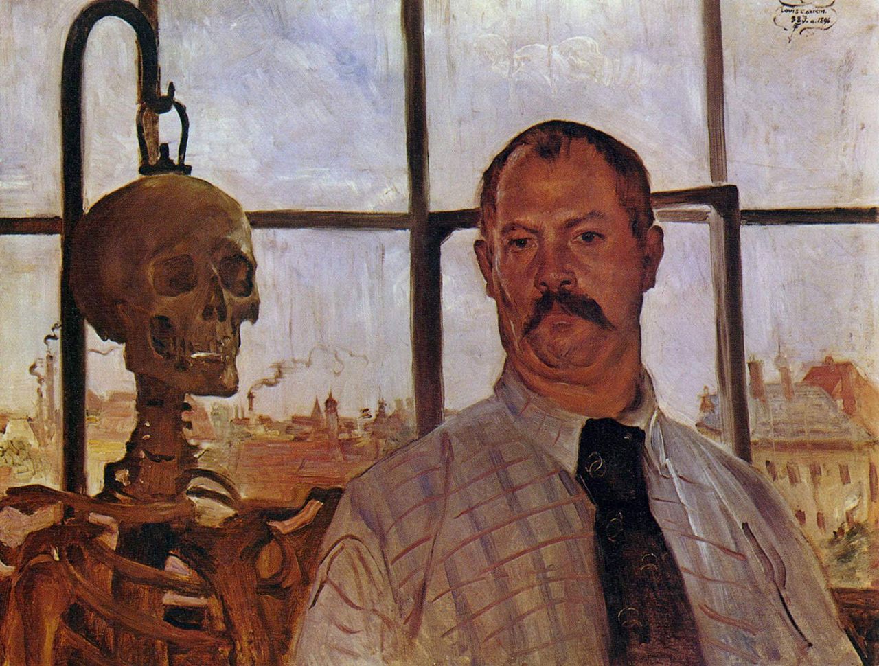 Lovis Corinth, Self Portrait with Skeleton (1896)