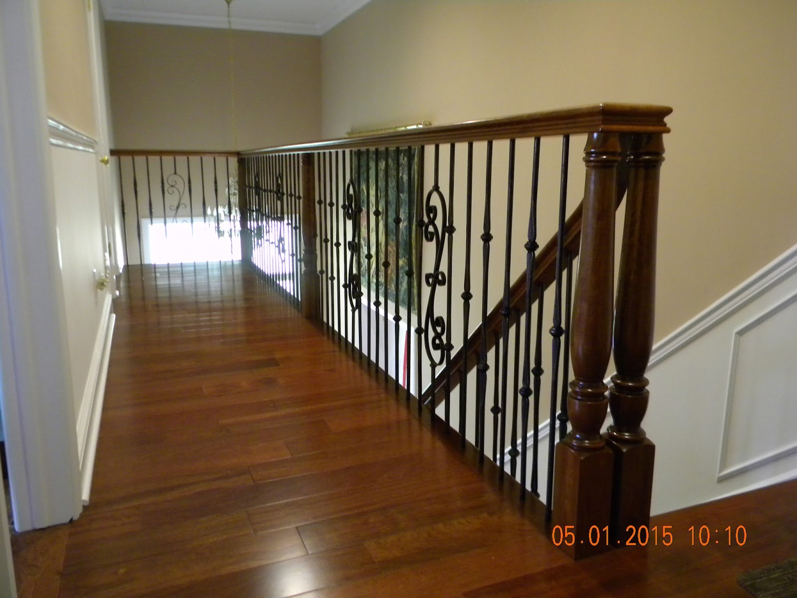 Wood Stairs and Rails and Iron Balusters Brazilian Cherry Staircase