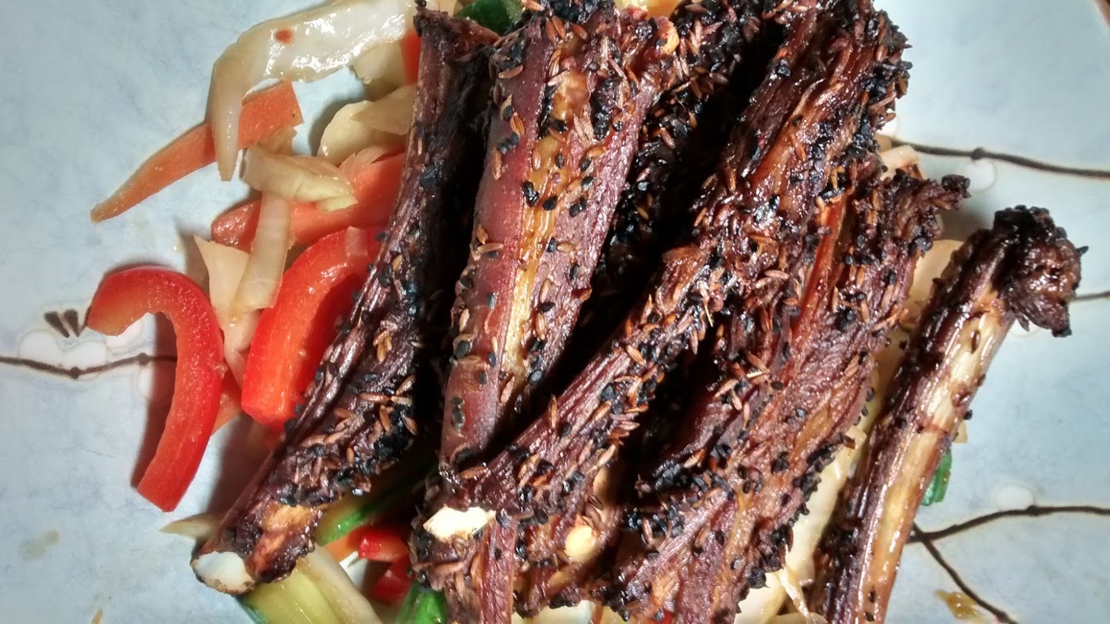 Foodycat Nigella's cumin lamb ribs for potluck week